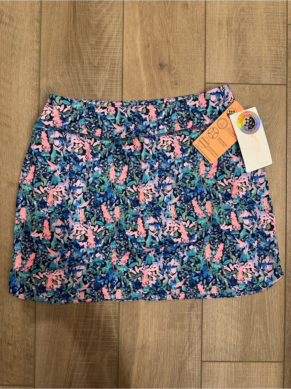 Gottex Blue and Pink Floral Mini Skirt